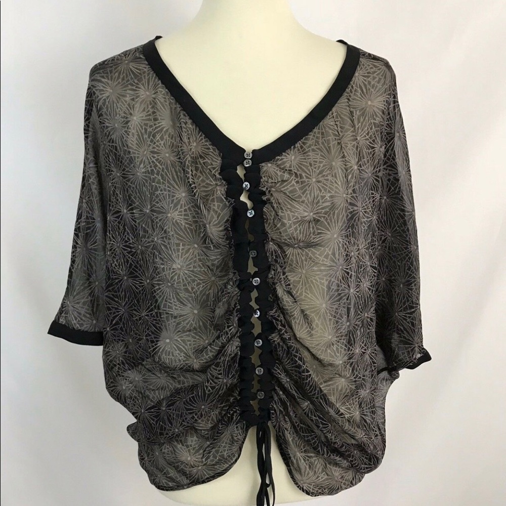 ELIZABETH AND JAMES 100% silk ruched kimono